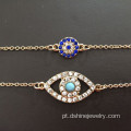 Mau-olhado bracelete de ouro strass pulseiras de olho azul